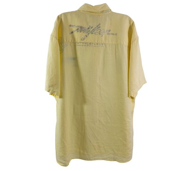 Miskeen Originals Men’s Jeweled & Embroidered Linen Short Sleeve Shirt - Size 2X - Picture 3 of 16